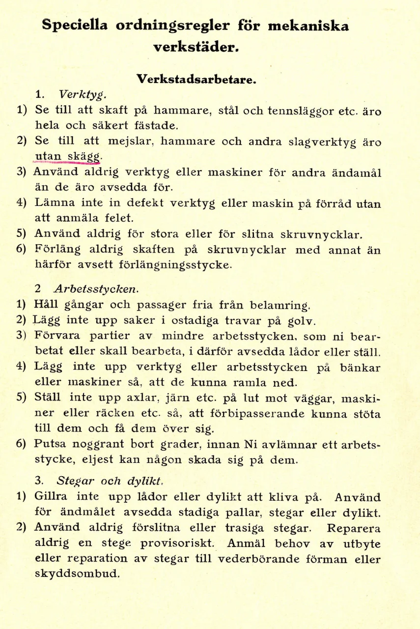 HMV Ordningsregler sid 1 Tryckt hos BO Danielssons Tryckeri i Nyland