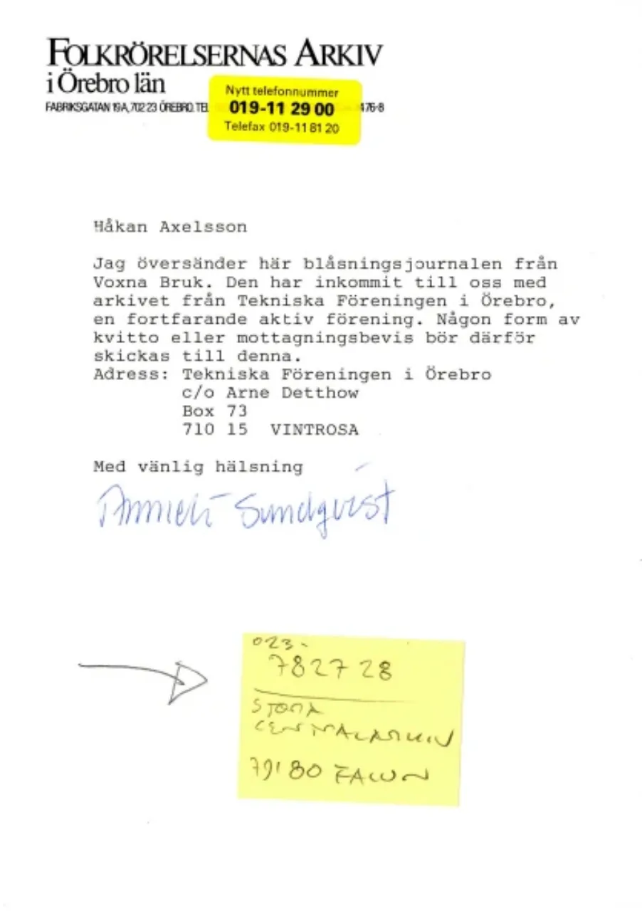 Woxna bruk följebrev